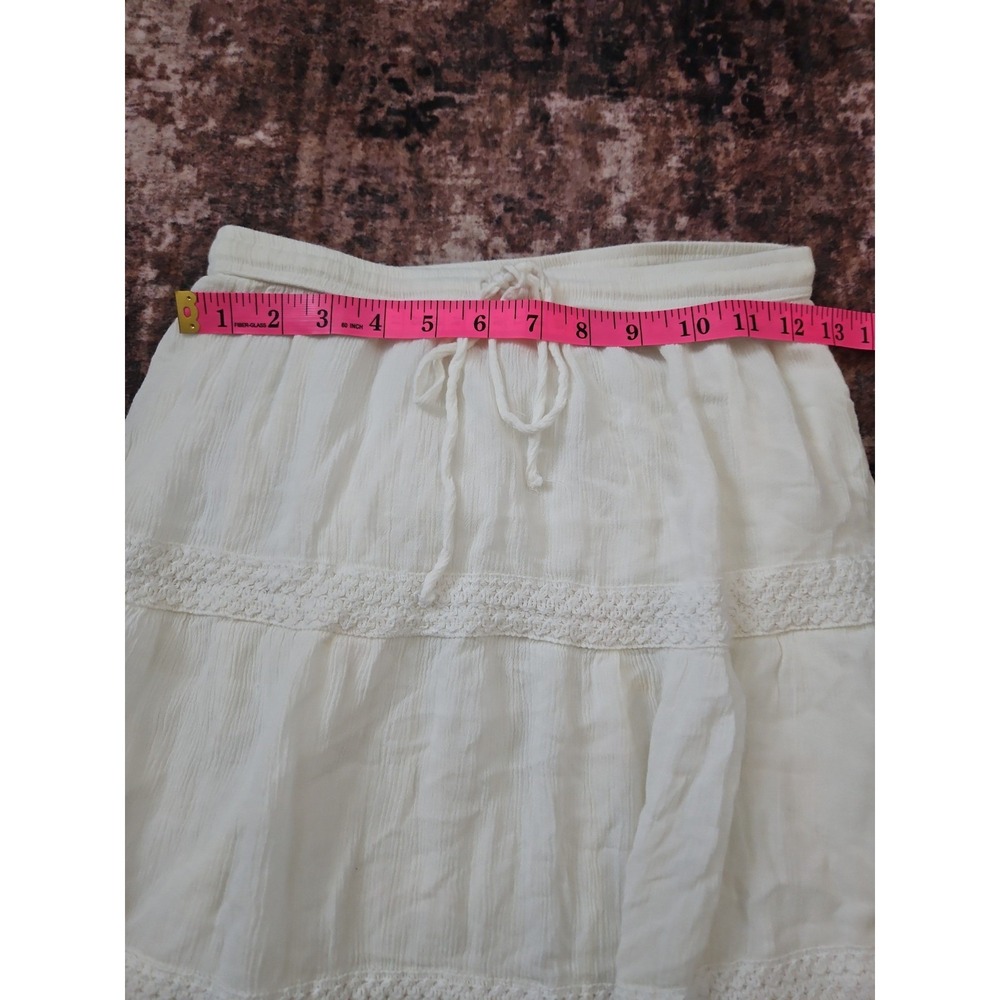 Studio West Apparel White Tiered Boho Midi Skirt Petite Small (PS) - Picture 7 of 12